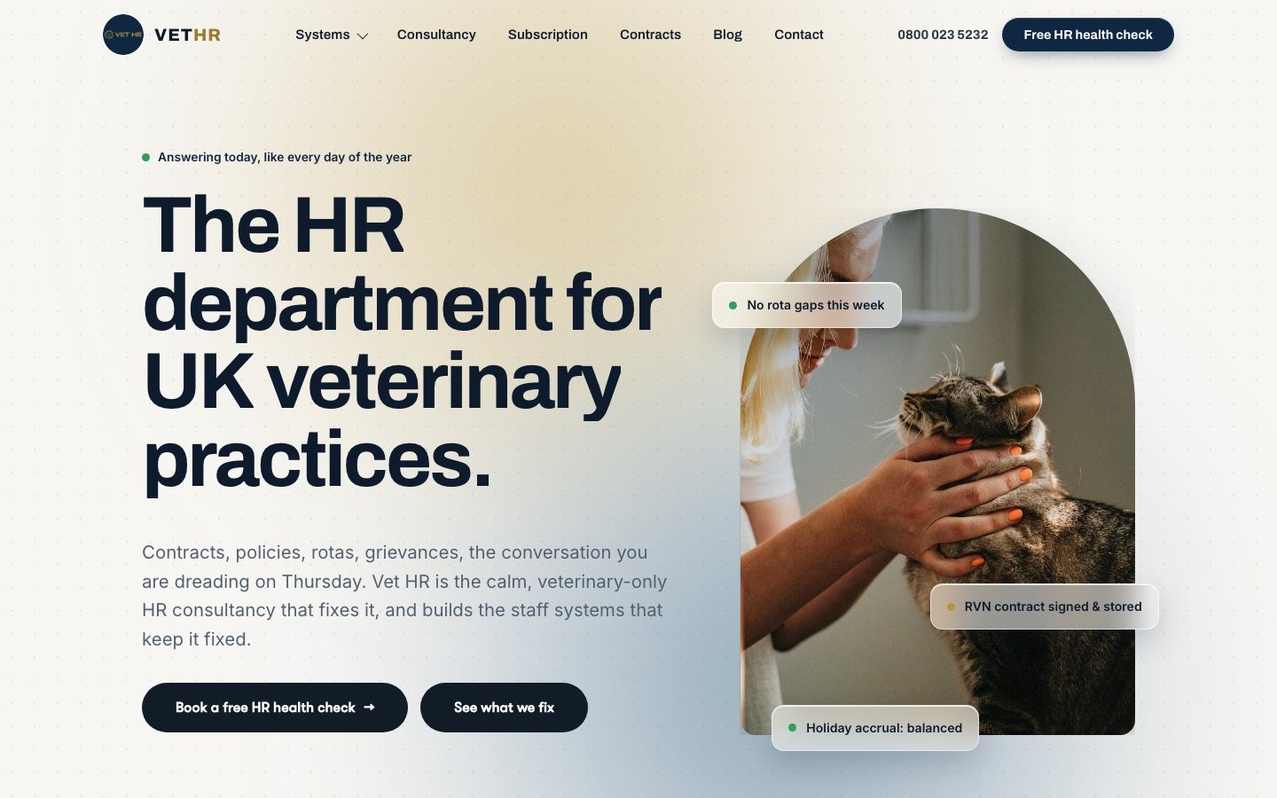 The VETHR homepage: The HR department for UK veterinary practices
