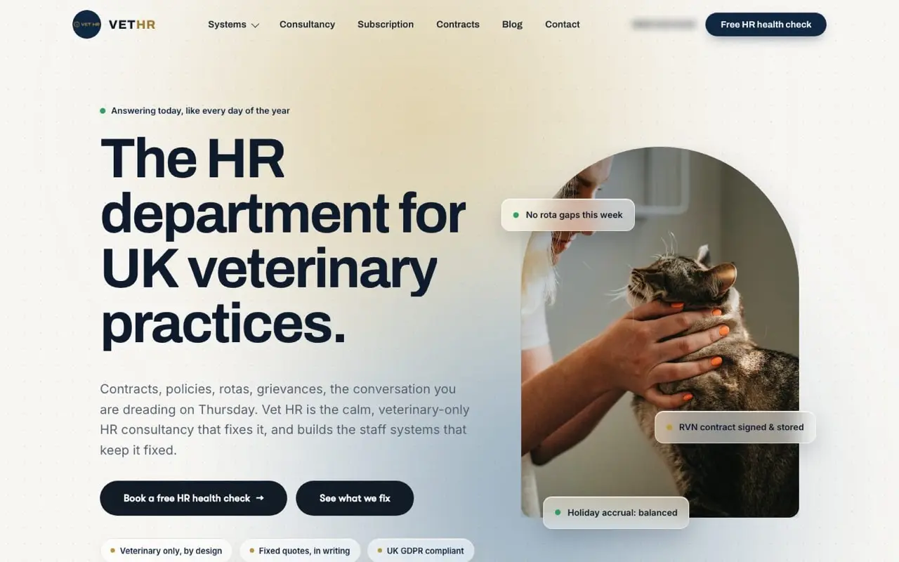 The VETHR homepage on a laptop and a phone